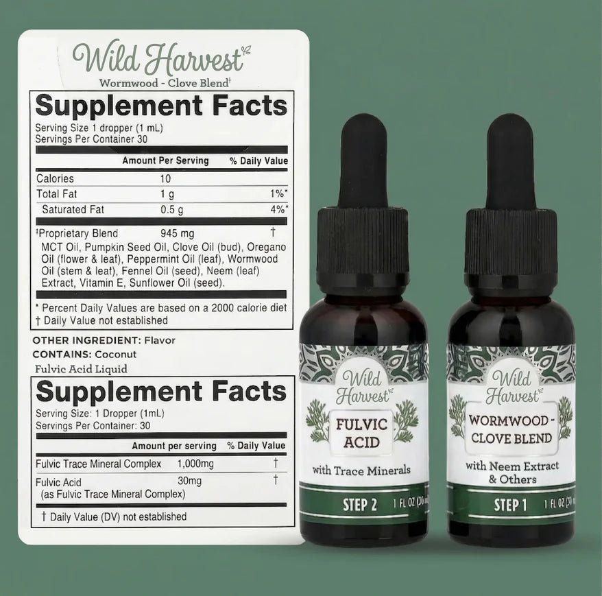 Wild Harvest® GutCleanse 2-Step Parasite Cleanse Kit - Natural Herbal Detox for a Cleaner, Healthier Gut
